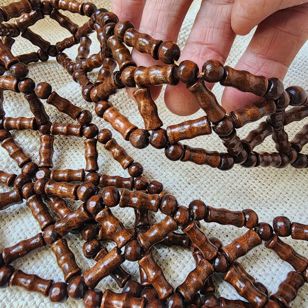 Handmade Bali Beaded Wood Ethnic Boho Tassel Belt Beads Cotton Fringe